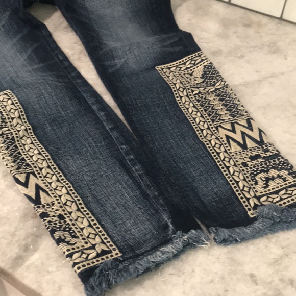 Miss Me Jeans Womens 26 Blue Embroidered Born to Be Boho Ankle Skinny Western - Picture 4 of 12